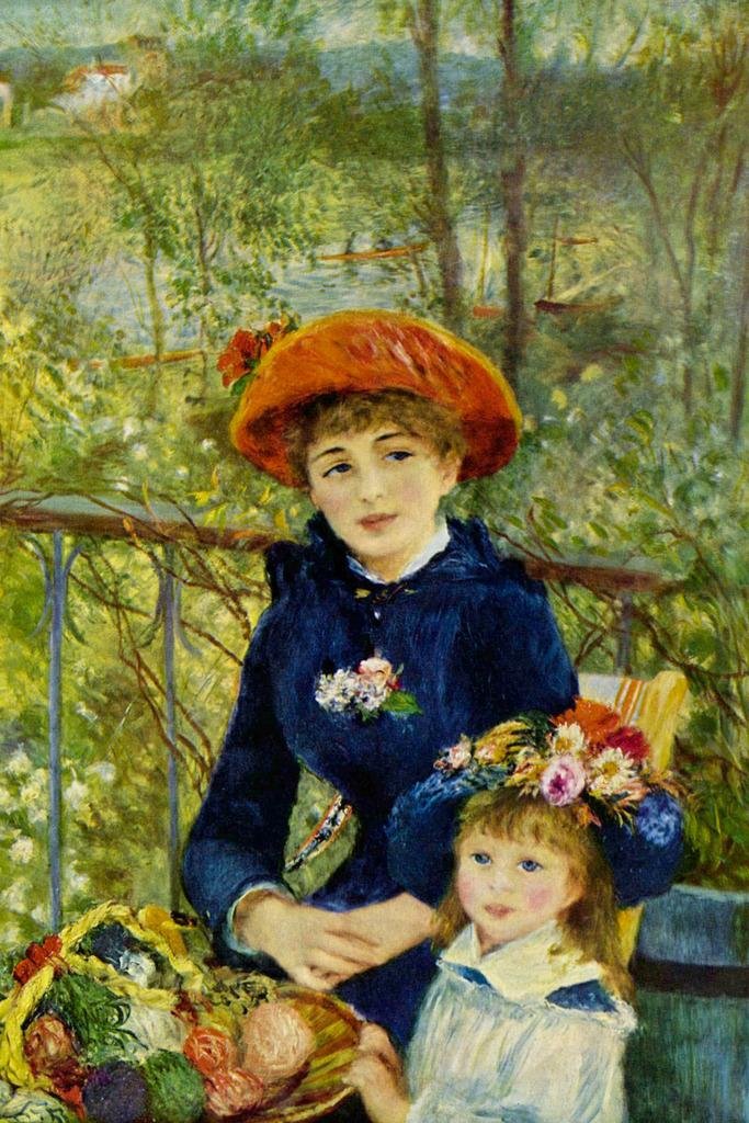 Pierre Auguste Renoir Two Sisters On the Terrace Fine Art Realism Romantic Artwork Renoir Wall Art French Impressionist Art Posters Portrait Wall Decor Thick Paper Sign Print Picture 8x12