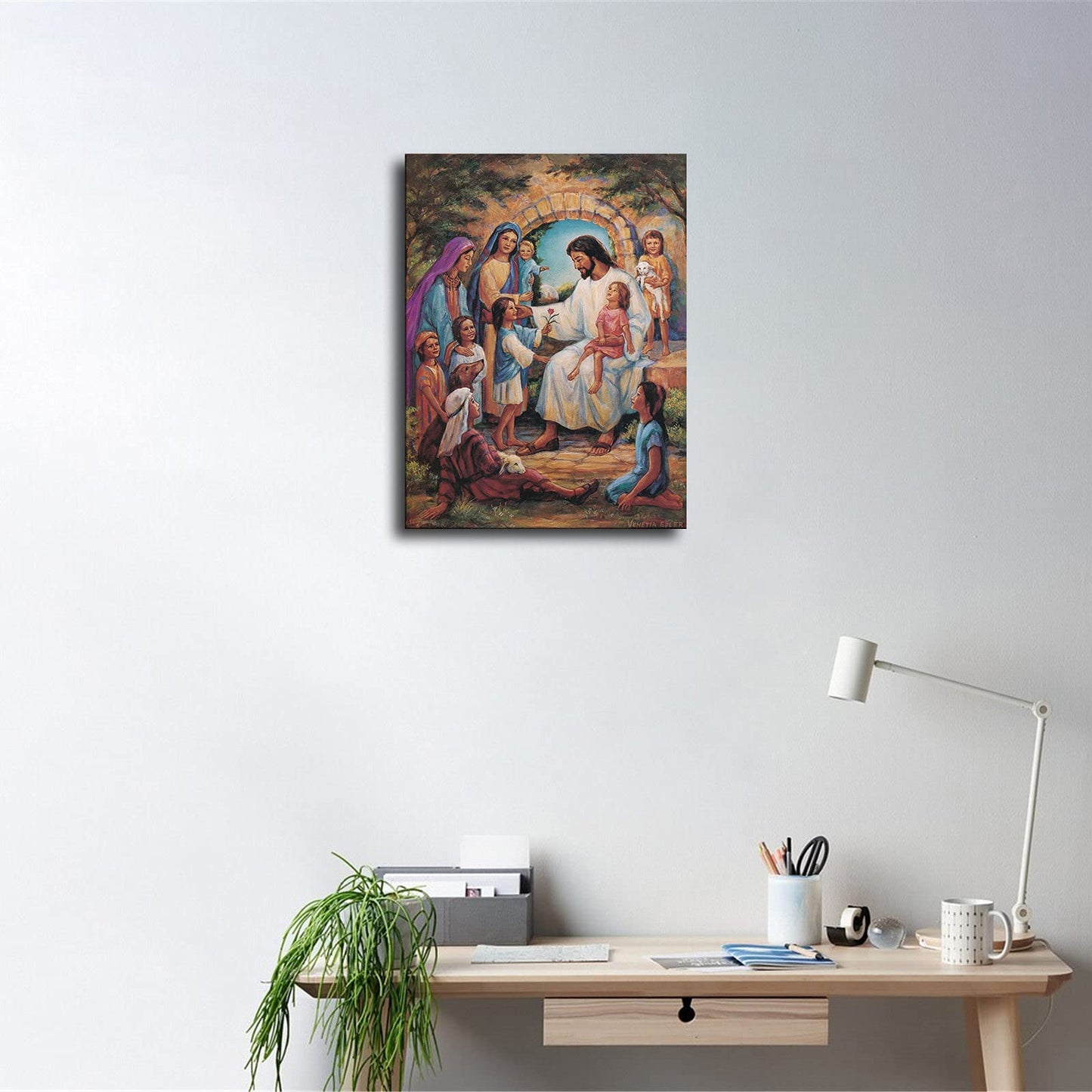 Jesus Christ and Children Poster Picture Canvas Wall Art Print Jesus Poster Home Room Decor -721 (12x16inch-NoFramed)