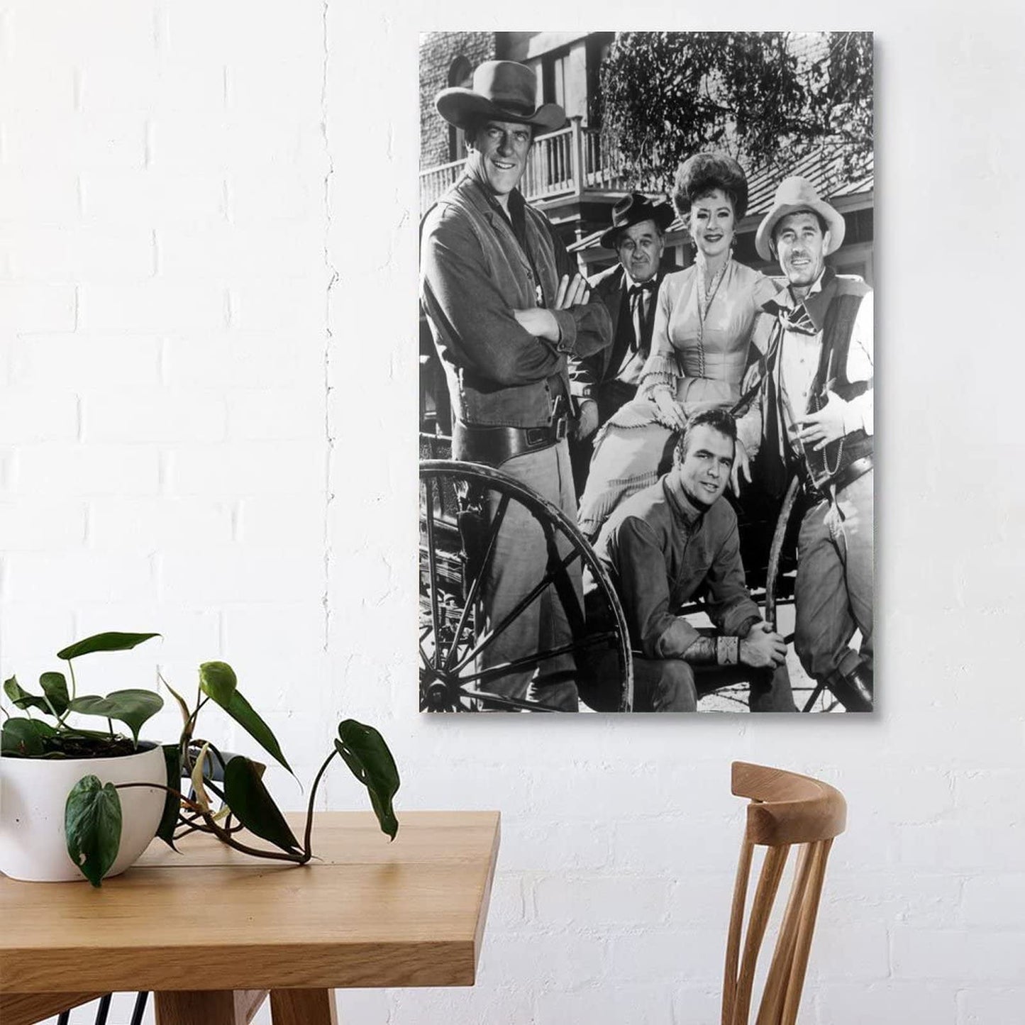 ZEEZFA Gunsmoke Cast Black and White Canvas Art Poster and Wall Art Picture Print Modern Family Bedroom Decor Posters 08x12inch(20x30cm)