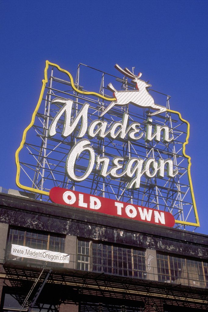 Made in Oregon Sign Old Town District Portland Photo Photograph Cool Wall Decor Art Print Poster 12x18