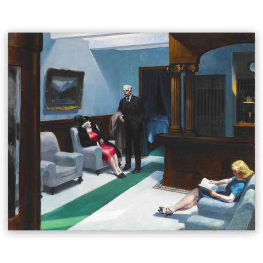 KWAY Edward Hopper Prints - Hotel Lobby Poster - Cool Canvas Wall Art - Famous Paintings Reproductions Modern Artwork for Living Room Bedroom Unframed (12x16in/30x40cm)