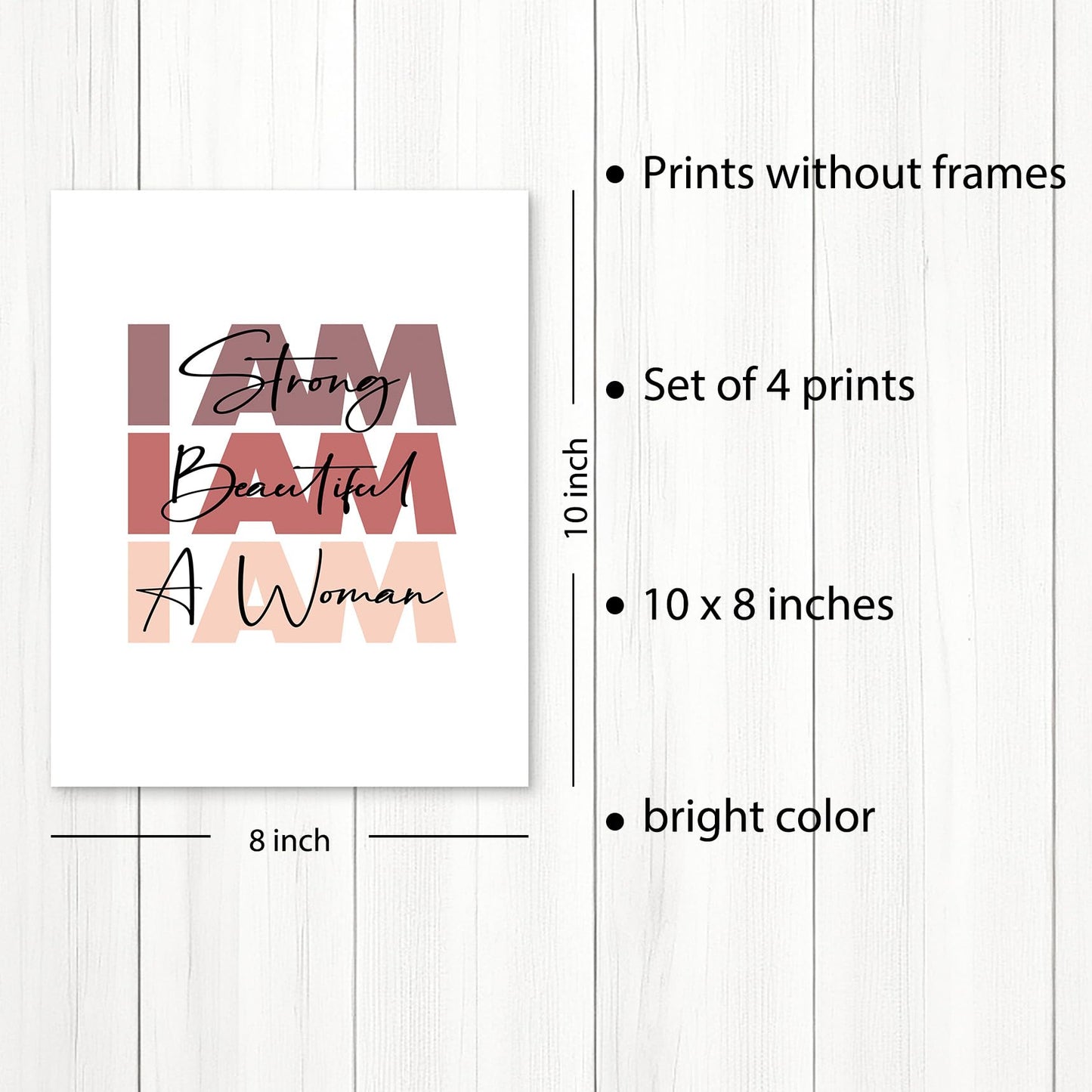 HUYAW PUHEI Woman Girl Inspirational Quotes Pray Worth Wall Art Prints Set of 4, Motivational Posters Gifts for Women Teen Girls Room Home Bedroom Office College Dorm Wall Art Decor (8 x 10 Unframed)