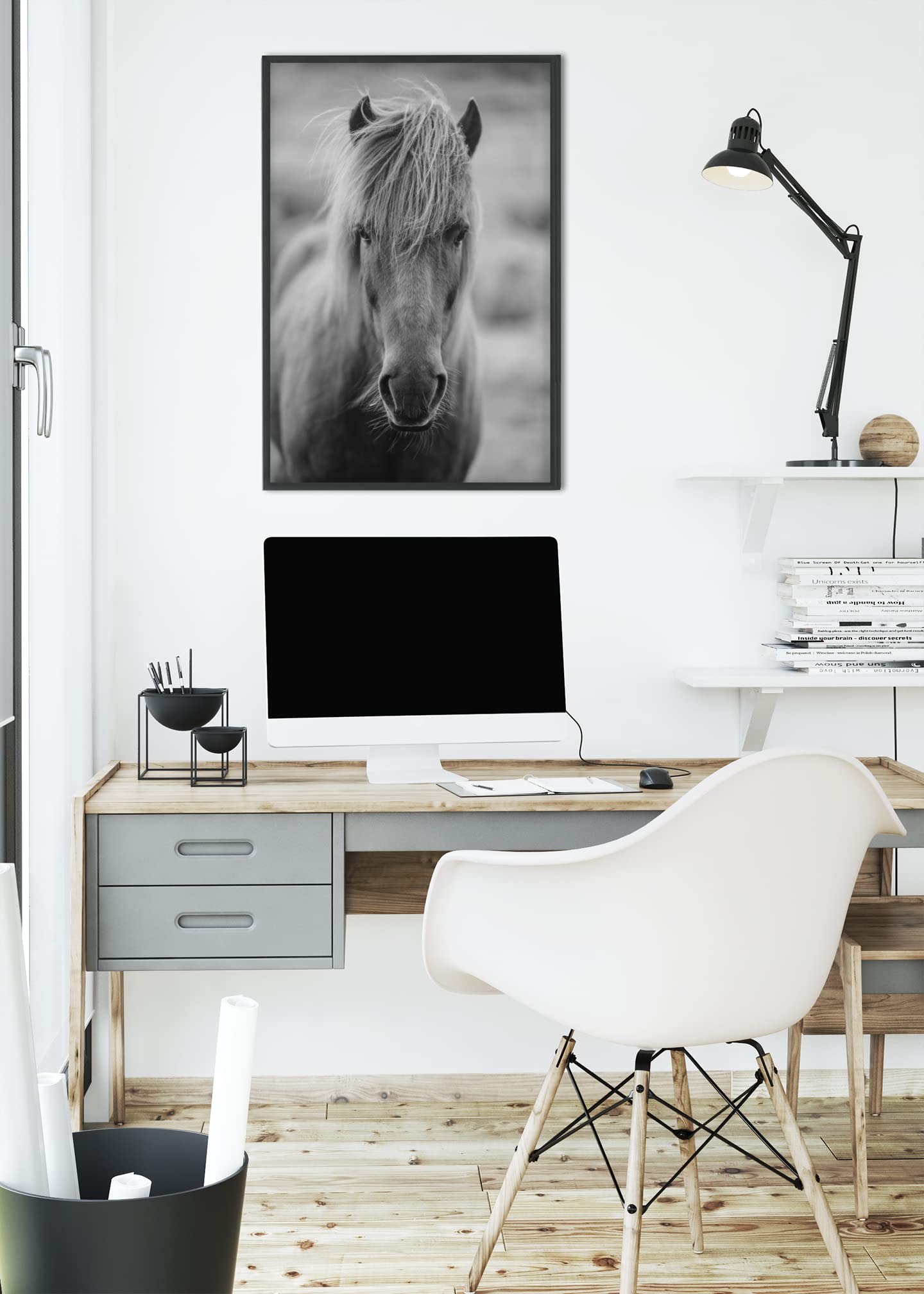 Majestic Horse Poster Cool Farmhouse Wall Art Decor Home Room Living Room and Bedroom Decoration Modern Western House Black and White Country Housewarming Cool Wall Decor Art Print Poster 12x18