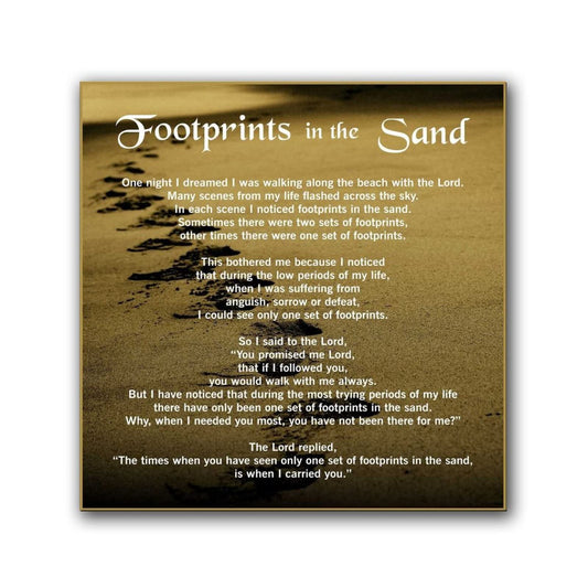 QFART Print Art Footprints in The Sand Inspirational Poem Art Print Posters HD Canvas Print Posters Modern Home Decor Wall Art Canvas UnFramed,12x12inch(30x30cm)