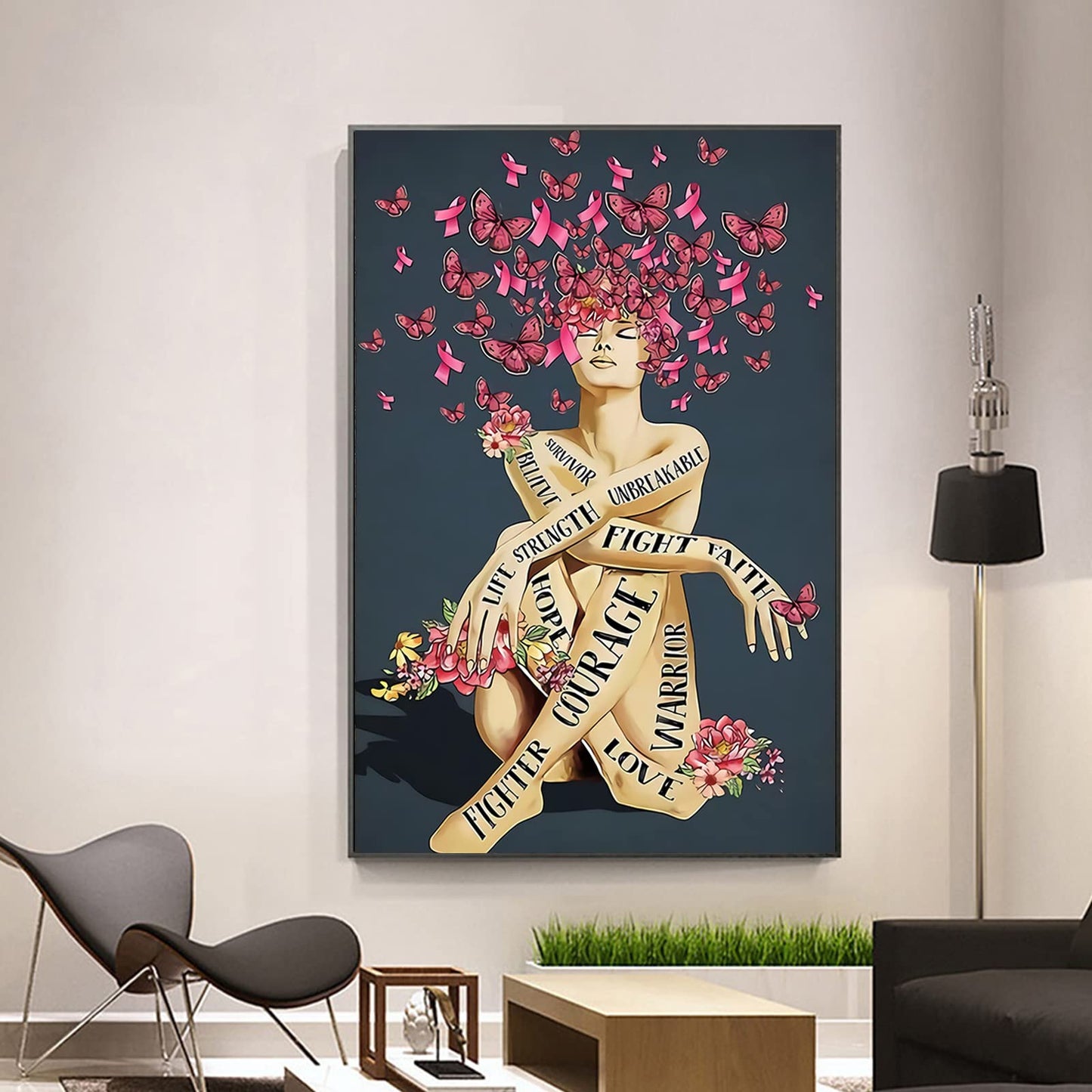 African American Wall Art Black Women Poster Black Queen Canvas Prints Black Afro Queen Paintings Wall Decor Butterfly Girl Black Art Paintings for Wall Picture for Living Room Decorations Unframed