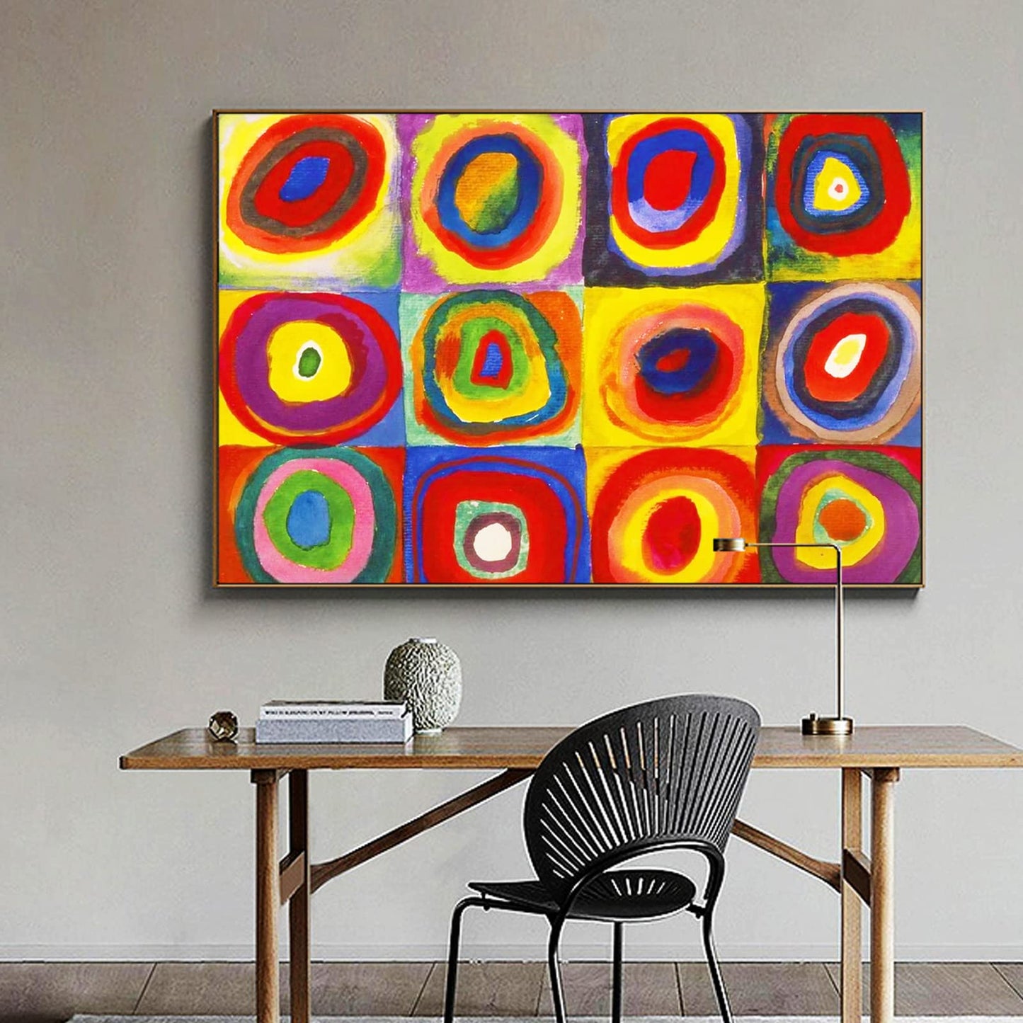 Wassily Kandinsky Wall Art - Squares with Concentric Circles Poster - Fine Art Prints - Abstract Canvas Wall Art Colorful Painting for Living Room Bedroom Home Decor Unframed (12x16in/30x40cm)