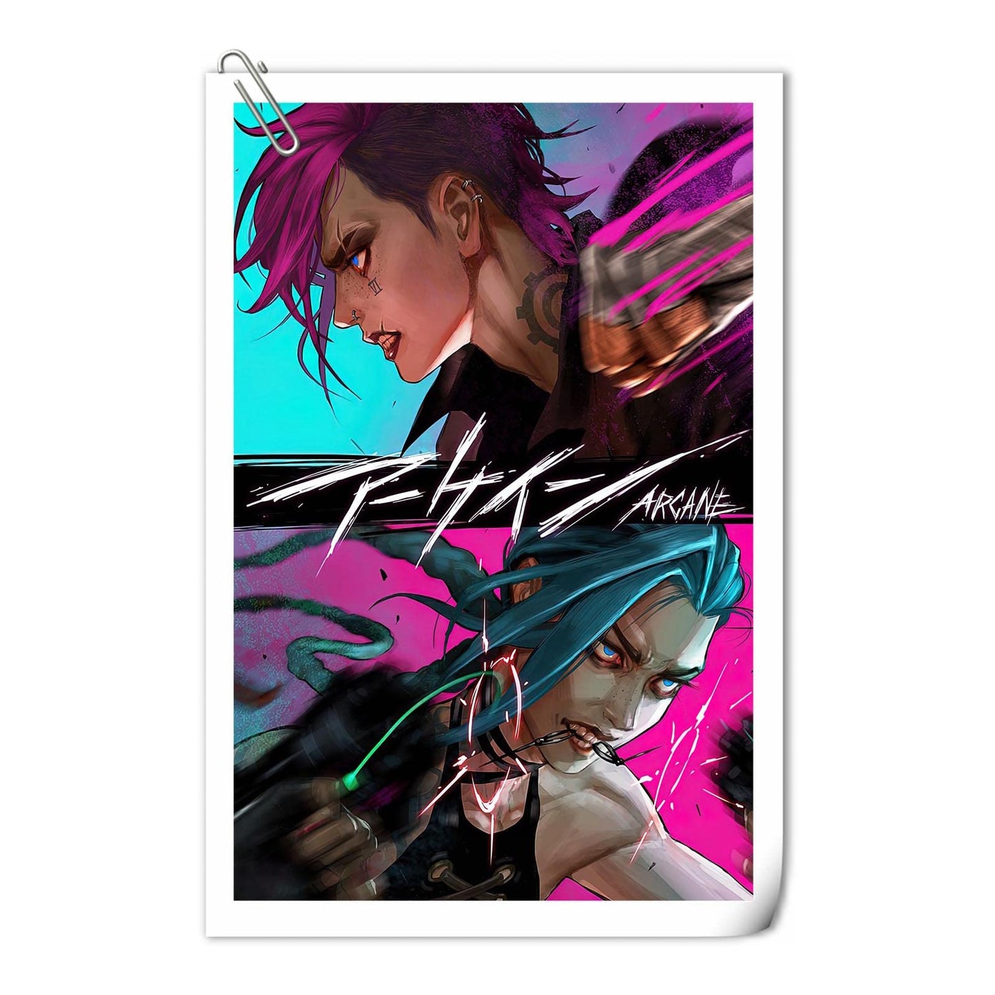 Jinx and Vi Posters Arcane Poster Anime Canvas Prints Wall Art Decor Bedroom Wall Decoration Picture - 8x12 inch Unframed
