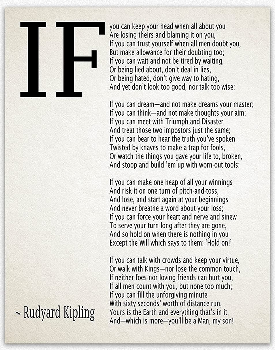 IF Poem Art Print IF Poem by Rudyard Kipling Art Print IF Poster If Poem Poster If Poem Print If Poem Wall Art If you can If by Kipling Poem (5 x 7, Ivory)