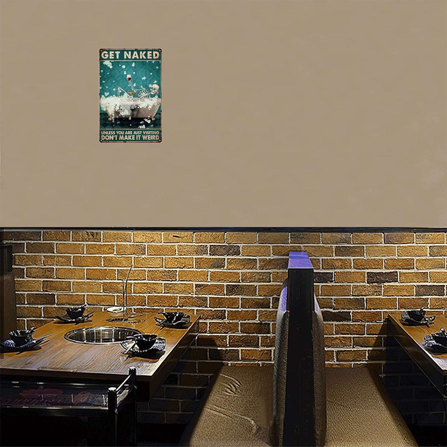 YLUYINOM Tin Metal Signs Get Naked Skeleton Poster, Skeleton Bathroom Poster, Bathroom Wall Art, Skull Bathroom Sign, Funny Bathroom Print,Funny Skull Bathroom Decor 8X12 inch-Tin Painting