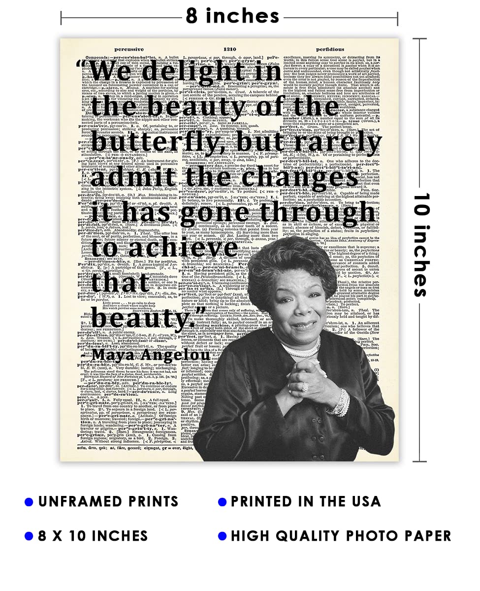 Inspirational Wall Art Poster "We Delight in the Beauty…", Maya Angelou 8x10 Motivational Wall Art & Positive Affirmations Wall Decor for Bedroom, Teen Girl, Boy & Office Decor for Men, Women