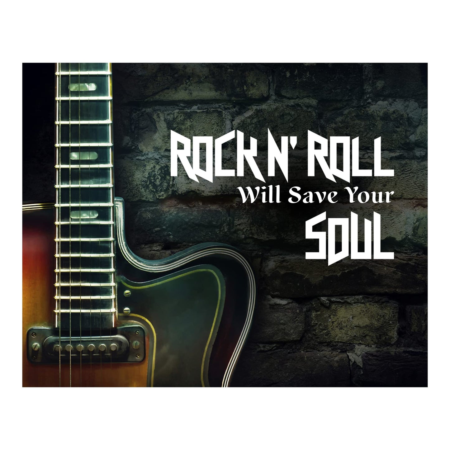 Rock N' Roll - Vintage Music Wall Art Poster, This Ready to Frame Retro Guitar Photo Rock Music Wall Art Print Good For Home, Studio, Rock Band Decor, And Man Cave Room Decor, Unframed - 8x10"