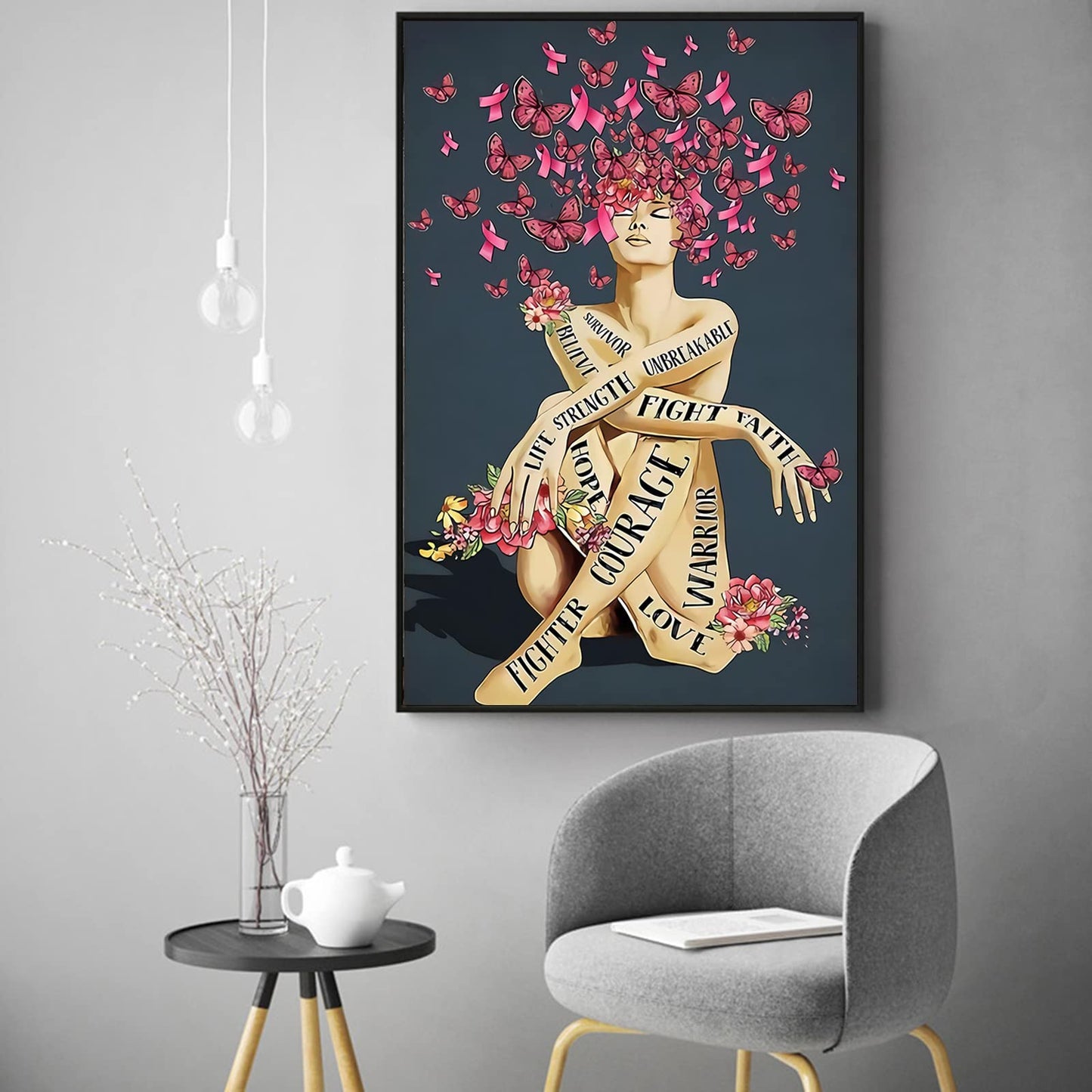 African American Wall Art Black Women Poster Black Queen Canvas Prints Black Afro Queen Paintings Wall Decor Butterfly Girl Black Art Paintings for Wall Picture for Living Room Decorations Unframed