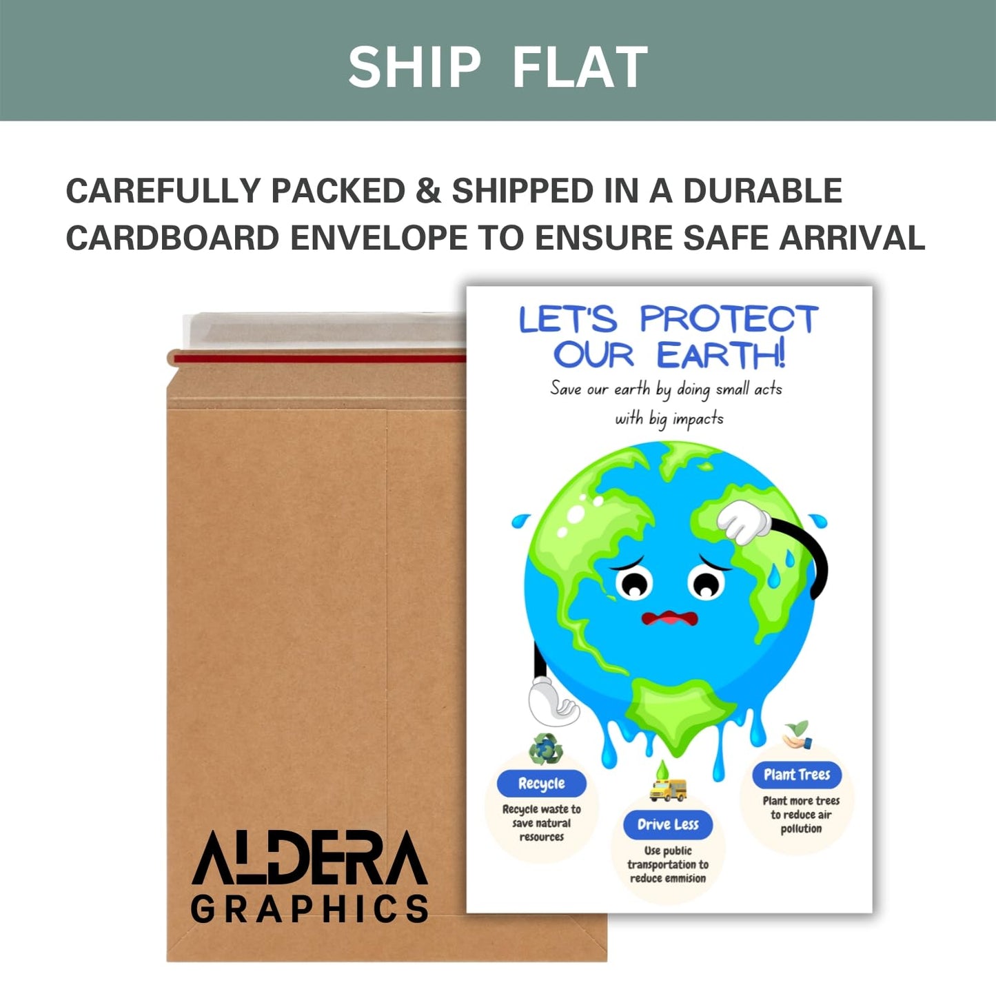 Save the Earth Art Poster. Environment Environmental Art Print Environmental Awareness for Kids, Save the Earth Print, Motivational Poster, Earth Day Eco Activist Art - 11x17 in. LAMINATED - No Frame