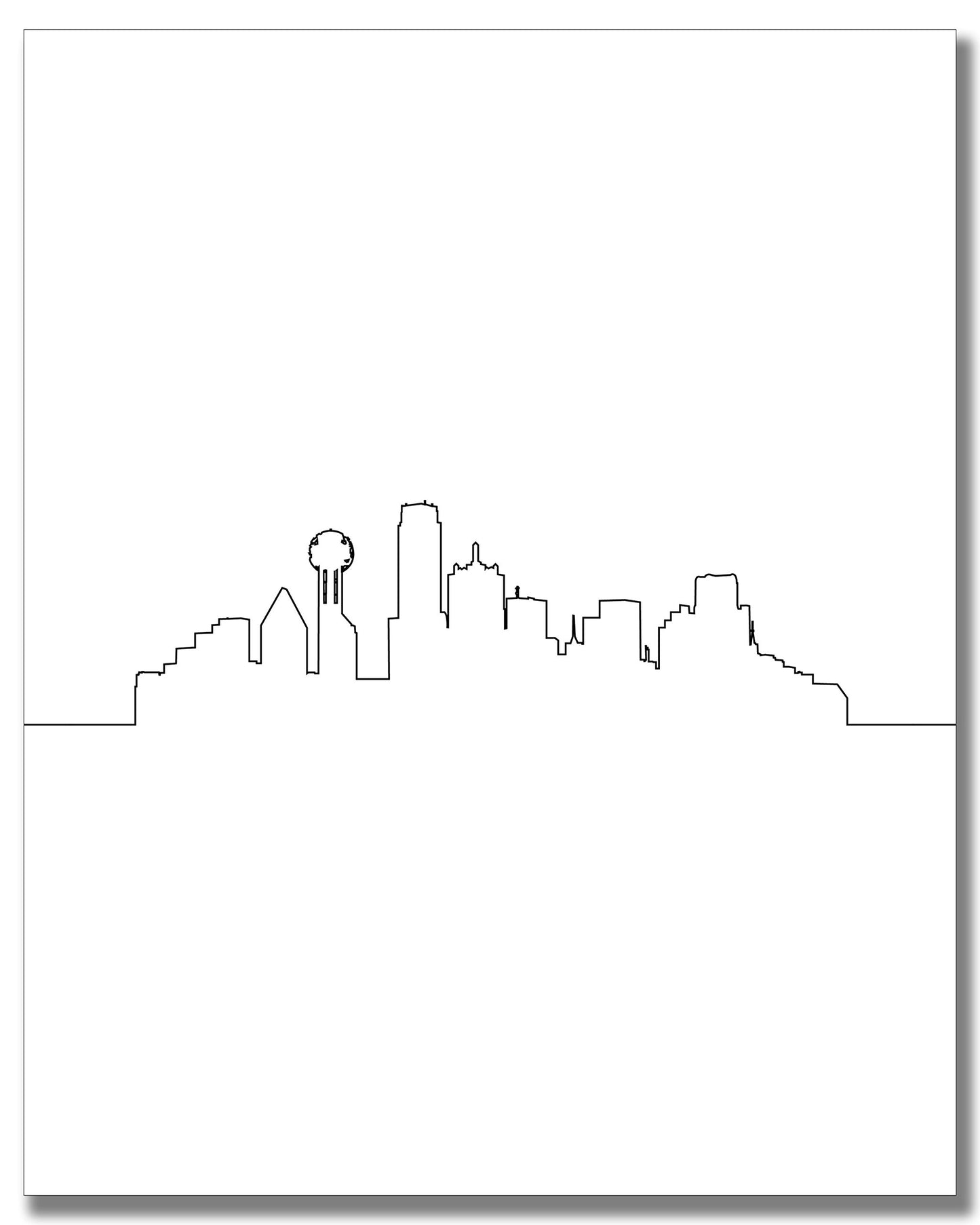 Dallas City Skyline Wall Décor Prints - Set of 2 (8x10) Art Photos - Typography Minimalist Poster