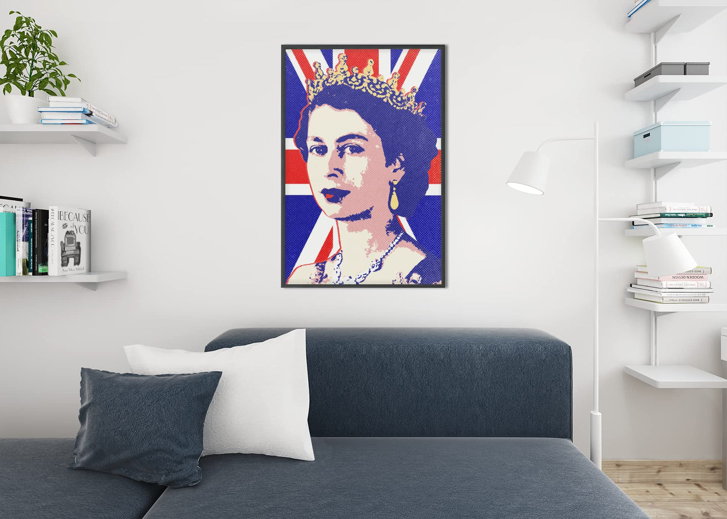 Queen Elizabeth II UK Union Flag Pop Art Portrait Wall Art Poster Modern Wall Decor for Home Bedroom Living Room Family Decorative Queen Poster Painting Cool Wall Decor Art Print Poster 12x18