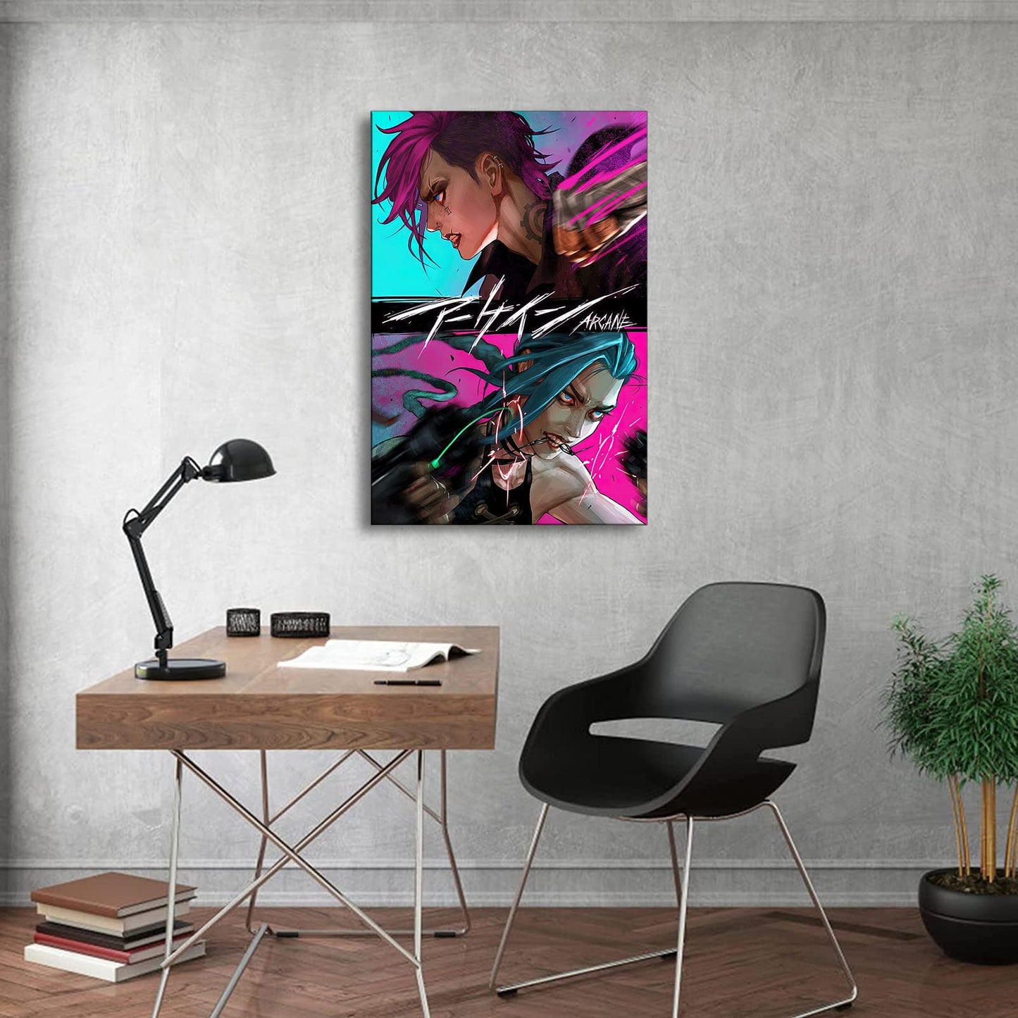 Jinx and Vi Posters Arcane Poster Anime Canvas Prints Wall Art Decor Bedroom Wall Decoration Picture - 8x12 inch Unframed