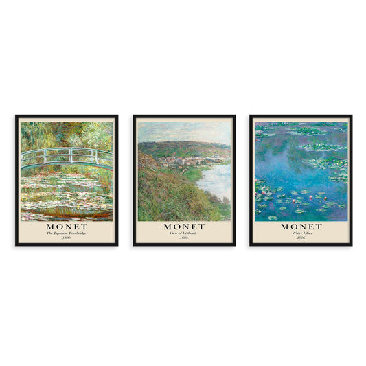 Sylvana Workshop - Monet Poster Print, UNFRAMED(8x10inch Set Wall Decor), Wall Decor Poster Prints, Monet Room Decor, Monet Wall Art, Monet Poster (Set 3)