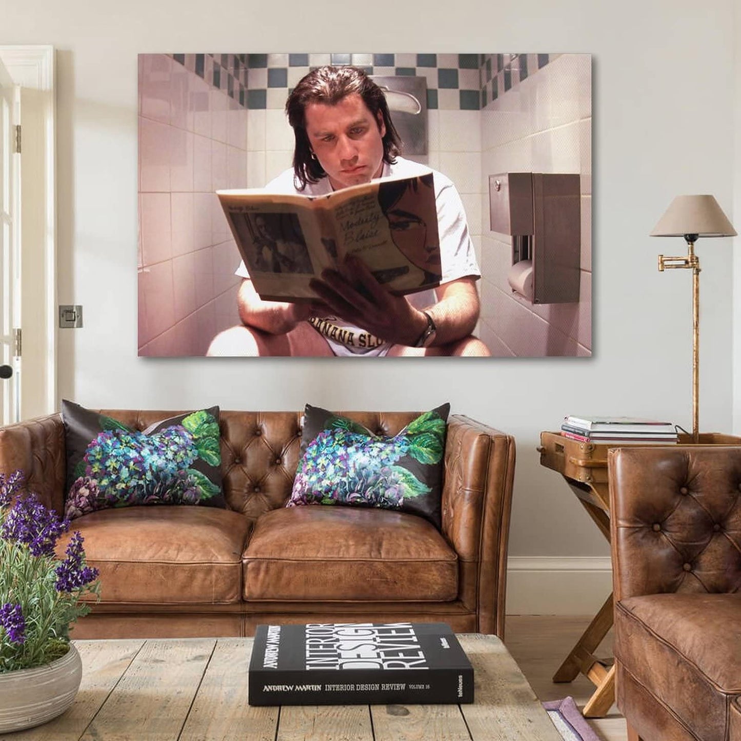 Vincent Vega On Toilet Funny Bathroom Art Posters Cool Wall Decor Art Print Canvas Posters for Room Canvas Art Poster And Wall Art Picture Print Modern Family Bedroom Decor Posters 12x18inch(30x45cm)