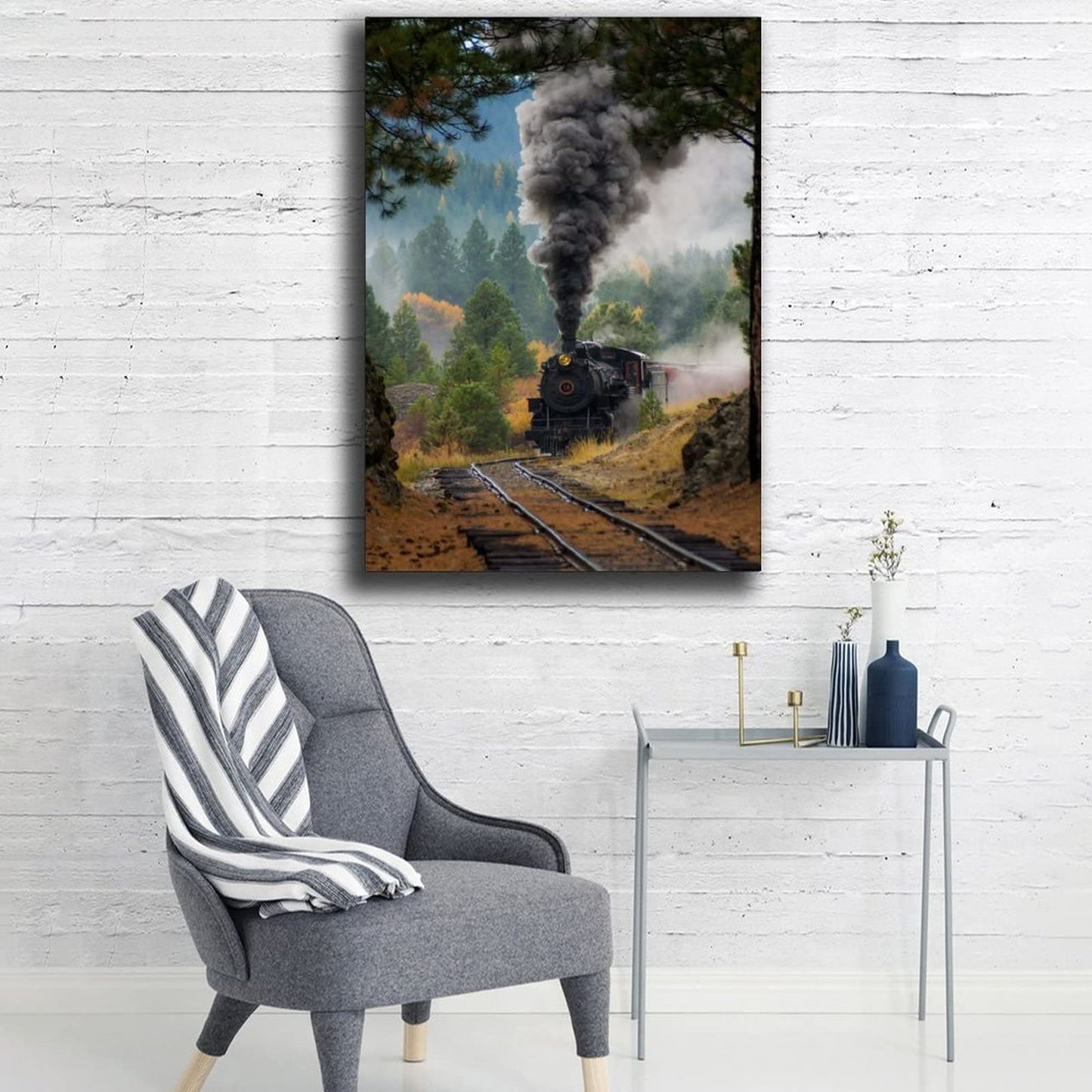 BUUTUUCE wall art for living room Landscape Train Tracks Picture Print Wall Art Poster Painting Canvas Posters Artworks Gift Idea Room Aesthetic 12x18inch(30x45cm)