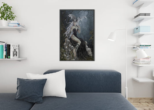 Fairy Goth Wall Art Poster Fairycore Grunge Room Decor Home Office Wall Decor Aesthetic Room Cottagecore Fairy Core Decor Teen Room Gothic Skull Witchy Forest Cool Wall Decor Art Print Poster 12x18