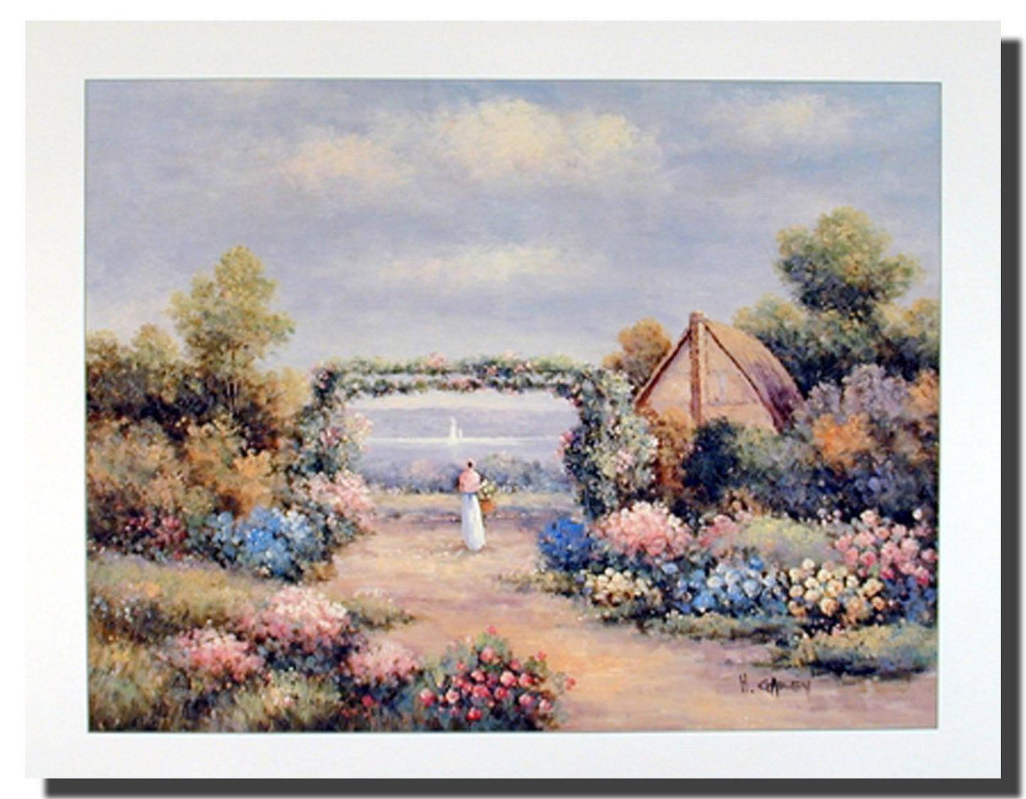 Country Cottage Flower Garden Scenery Landscpae Wall Decor Art Print Poster (16x20)