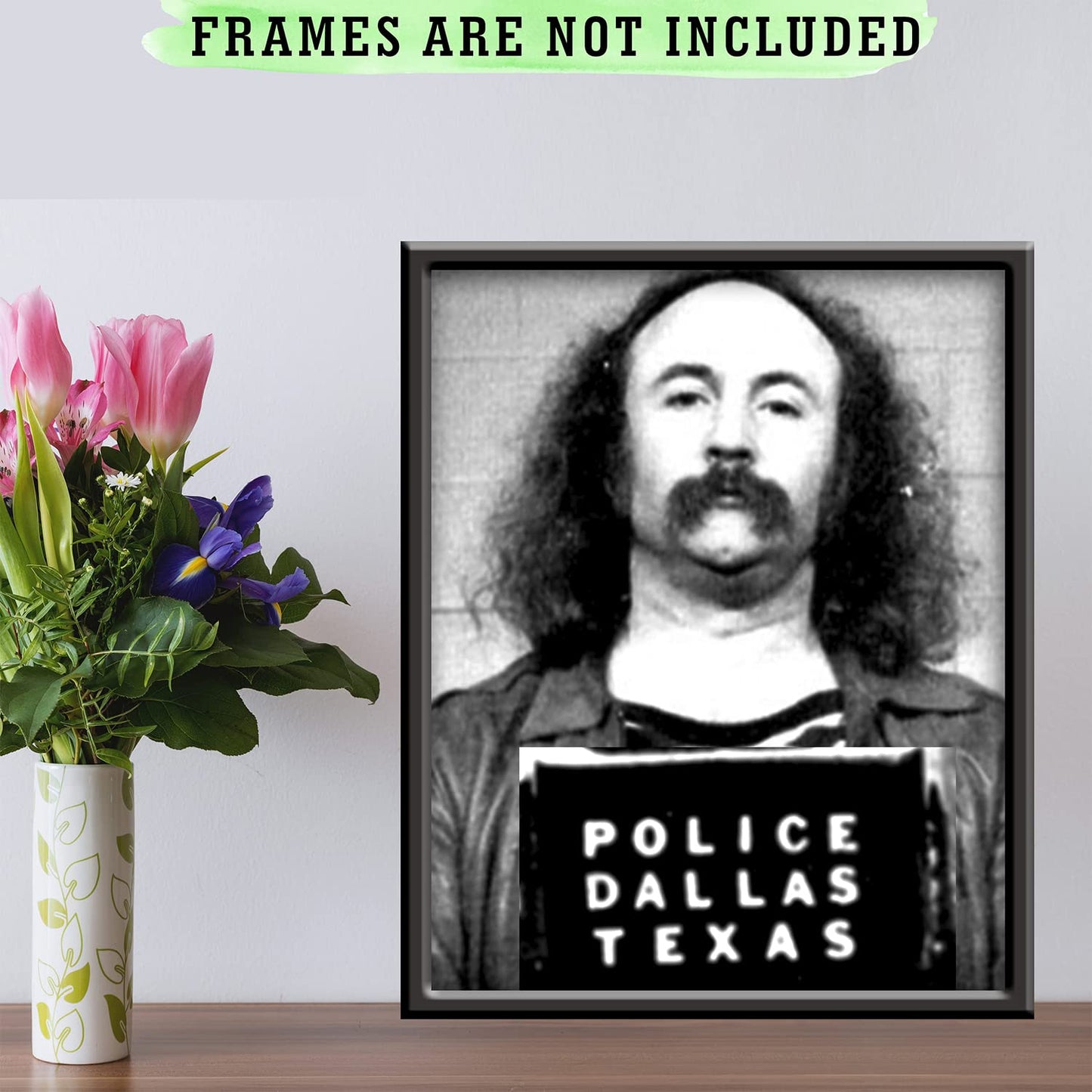 Musician Mugshot Poster - Bowie Elvis Johnny Cash Jerry Garcia Jimi Hendrix Mick Jagger Frank Sinatra David Crosby Janice Joplin - Vintage Rock Band Posters Wall Art - Set of 9 Unframed 8x10 Prints