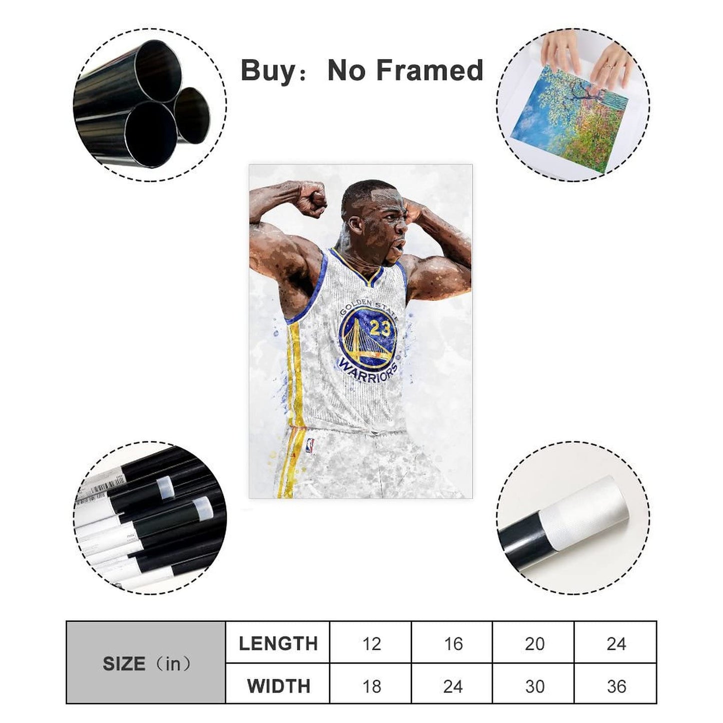 KAMUFF Draymond Green Poster Basketball Canvas Wall Art Dunking Picture Print For Boys Bedroom Unframe-style 12x18inch(30x45cm)