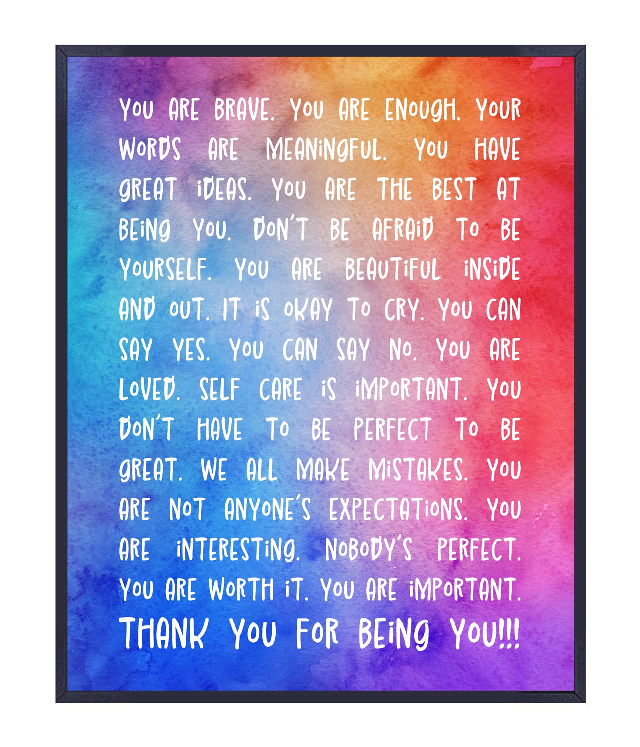 You Are Enough - Inspirational Wall Art Print - Motivational Poster for Teens - Confidence Building Room Decor - Ready to Frame