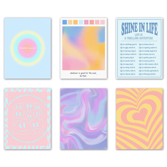 ARPEOTCY Posters for Room Aesthetic, Preppy Room Decor, Coquette Pink Danish Pastel Prints for Girls Bedroom Wall Decor Aesthetic, Set of 6, 8x10in, Unframed