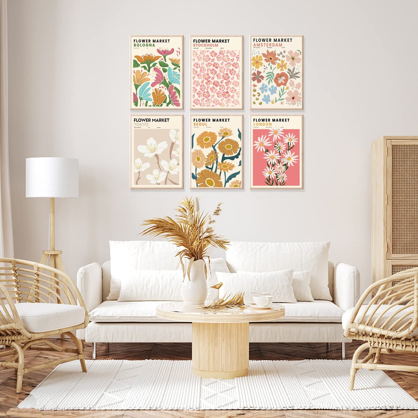 Flower Market Posters, Minimalist Flower Market Wall Art Prints, Danish Pastel Room Decor Aesthetic, Vintage Matisse Posters & Flower Pictures Wall Decor,Gallery,Unframed 8"x10"