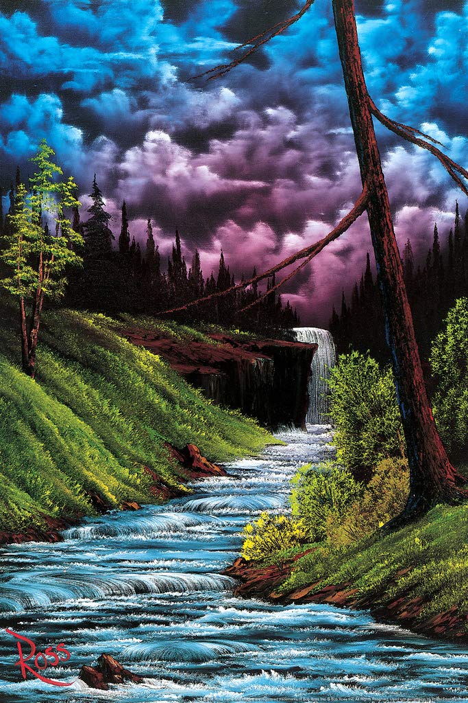 Bob Ross Black Waterfall Art Print Painting Cool Wall Decor Art Print Poster 12x18