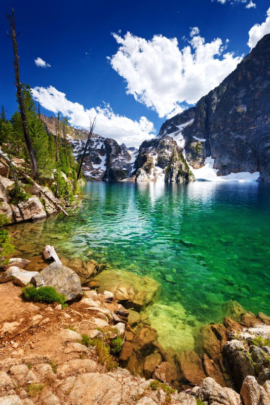 Summer Clouds over Goat Lake Sawtooth Mountains Photo Photograph Cool Wall Decor Art Print Poster 12x18