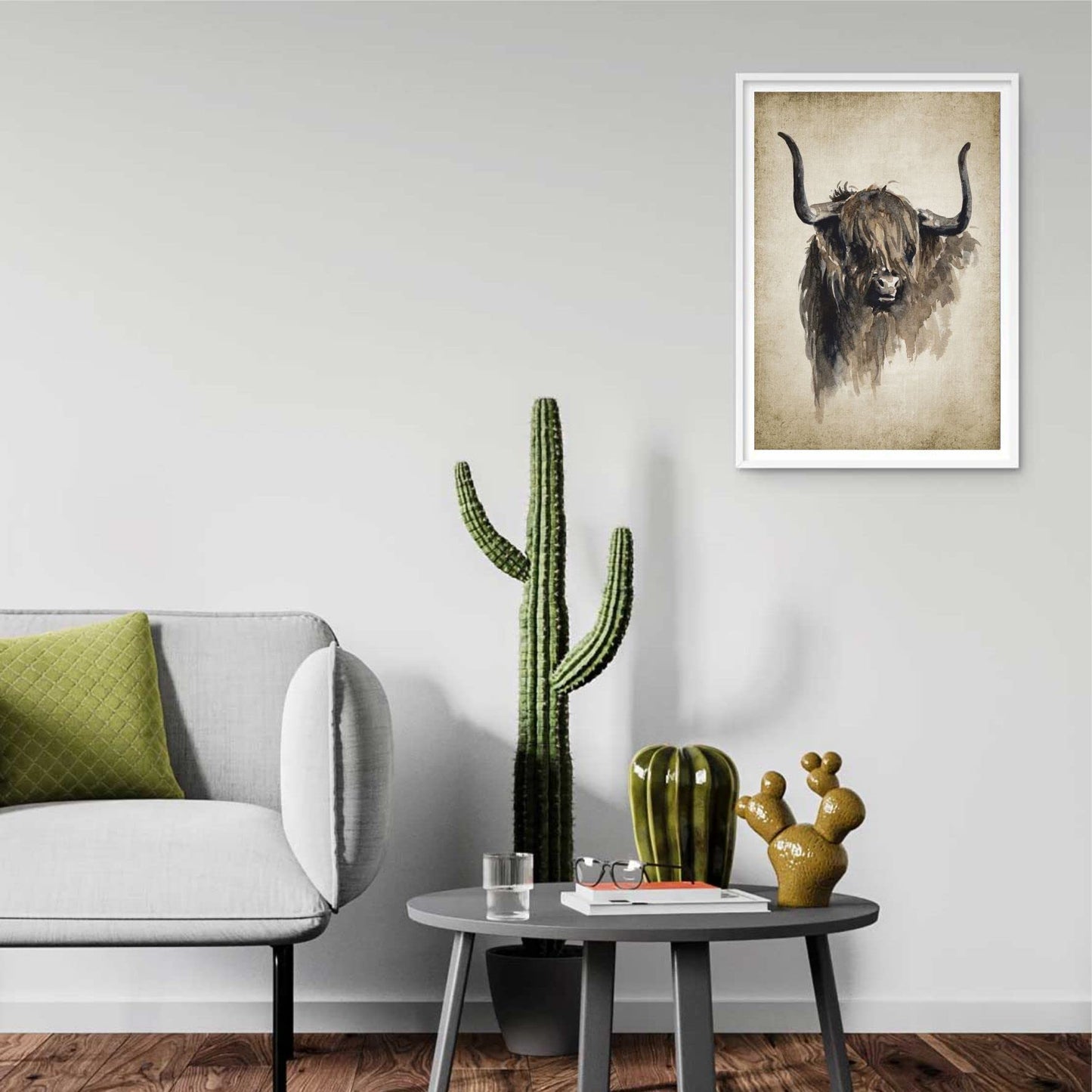 Batuba Design buffalo deer Wall Decor Poster Prints, Set of 4 FRAMELESS (8''x10''),Wild Animal Canvas Art Print American Highland Cow in Yellowstone National Park Picture Painting buffalo deer Wall