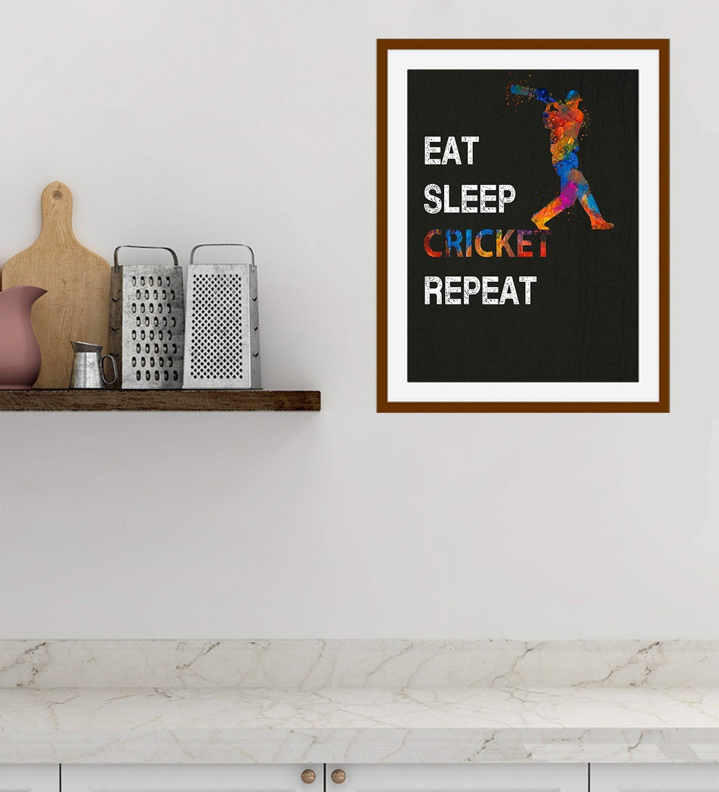 Eat Sleep Cricket Repeat Quote Wall Art, 11x14 inch Unframed Poster Print, Ideal for Cricket Players, Cricket Coach, Umpire and Fans