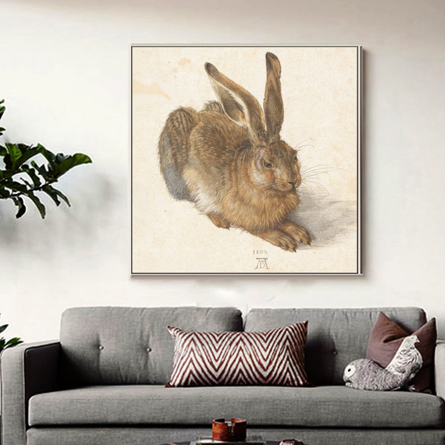 KWAY Albrecht Durer Art Print Poster - Young Hare - Fine Artwork Canvas Wall Art Decor - Unframed Rabbit Picture - Contemporary Home Decor 8x8in/20x20cm