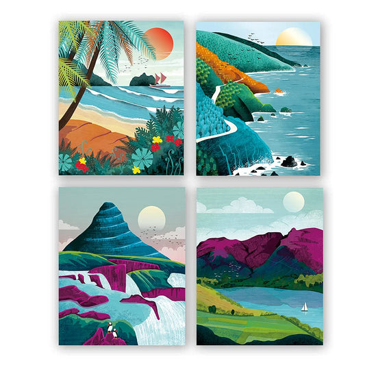 4 Set National Park Poster ,National Lake District Art Prints,Hawaii Print,Nature Wall Art,Ocean Wall Art,Iceland Poster,Travel Art,Unframed( 8x10 inch)
