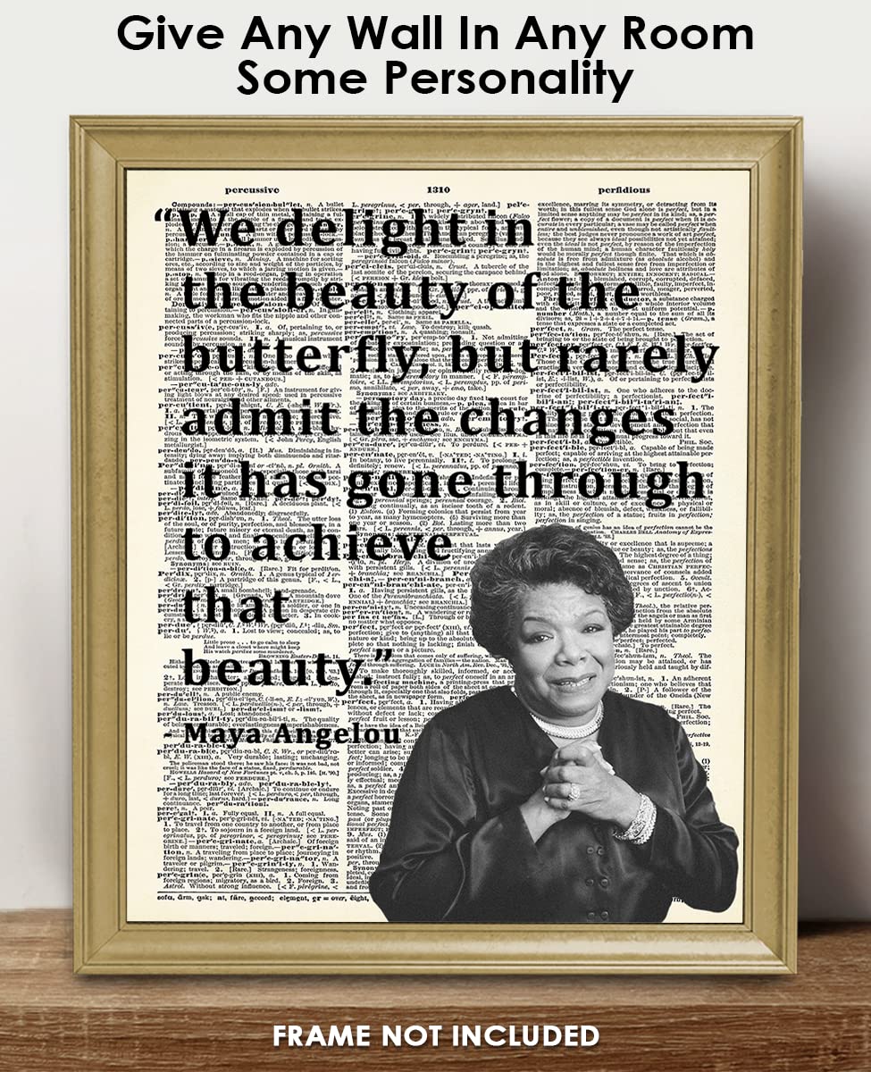 Inspirational Wall Art Poster "We Delight in the Beauty…", Maya Angelou 8x10 Motivational Wall Art & Positive Affirmations Wall Decor for Bedroom, Teen Girl, Boy & Office Decor for Men, Women