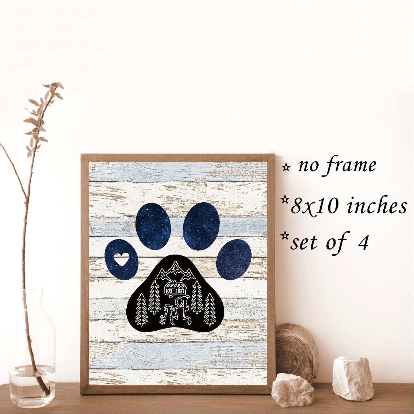 VNWEK You and Me and Th Dogs Funny Camping Queen and King Wall Art Poster Prints Unframed 8”x10”Set Of 4,Farmhouse Camping Decorations for Camper RV Home,Campers Camping Lovers Gifts,Dog Lovers Gift