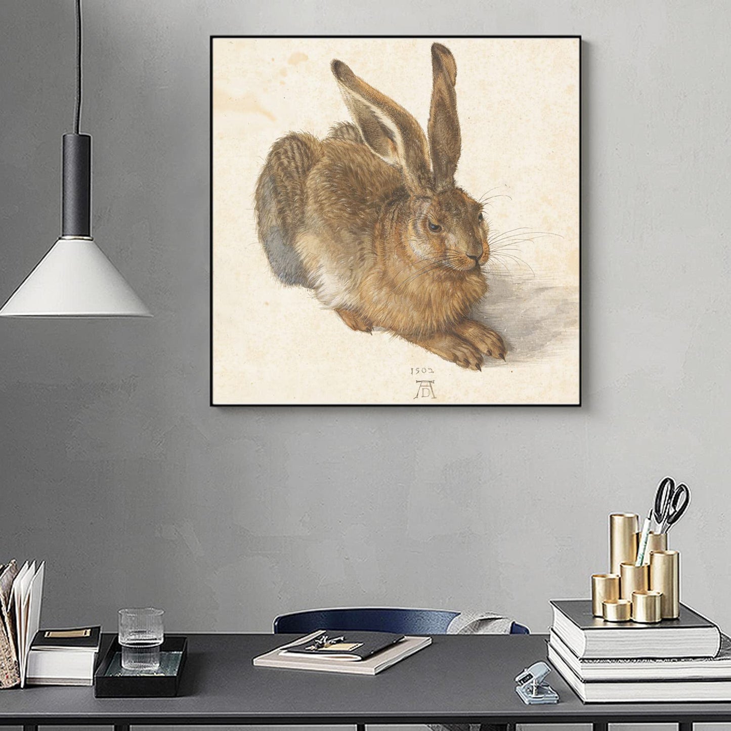KWAY Albrecht Durer Art Print Poster - Young Hare - Fine Artwork Canvas Wall Art Decor - Unframed Rabbit Picture - Contemporary Home Decor 8x8in/20x20cm