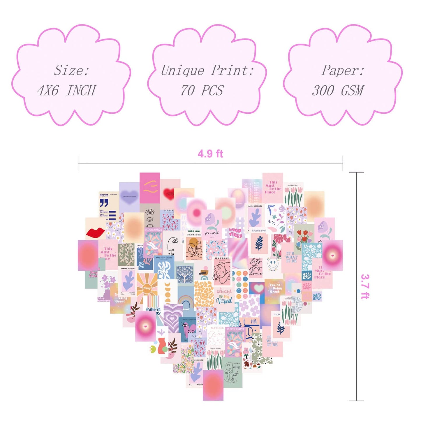 Room Decor Aesthetic,Pink Wall Decor,70PCS Cute Wall Posters,Danish Pastel Wall Collage Kit,Y2k Decorations,Preppy Room Decor for Teen Girls Apartment/College Dorm/Bedroom Decor,Photo Prints,4x6 Inch