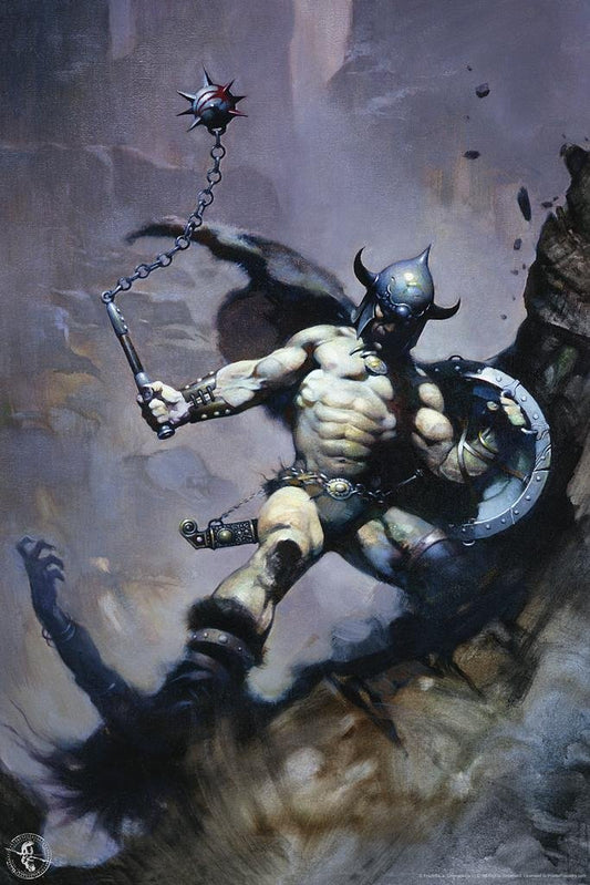Warrior with Ball and Chain by Frank Frazetta Art Wall Art Gothic Fantasy Decor Frank Frazetta Artwork Scary Art Print Horror Battle Poster Frazetta Illustration Thick Paper Sign Print Picture 8x12