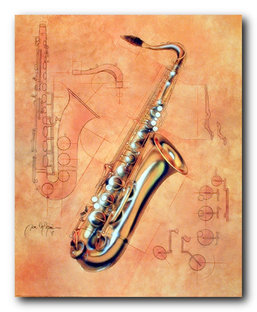 Music Instrument Wall Decor Fine Arts Saxophone Kids Room Art Print Poster (16x20)