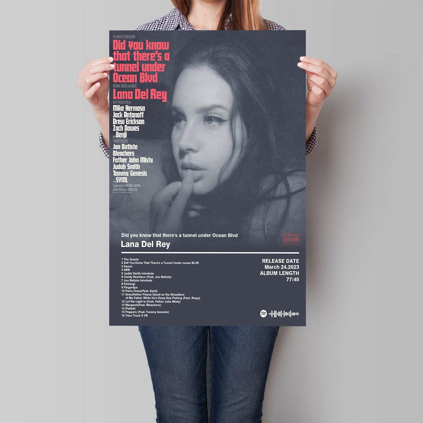 Lana Del Rey Music Posters for Room Aesthetic Did You Know Theres A Tunnel Vinyl Music Album Cover Canvas Wall Art Poster Black White Prints Painting Pop Retro Music Party Wall Decor 16x24in Unframed