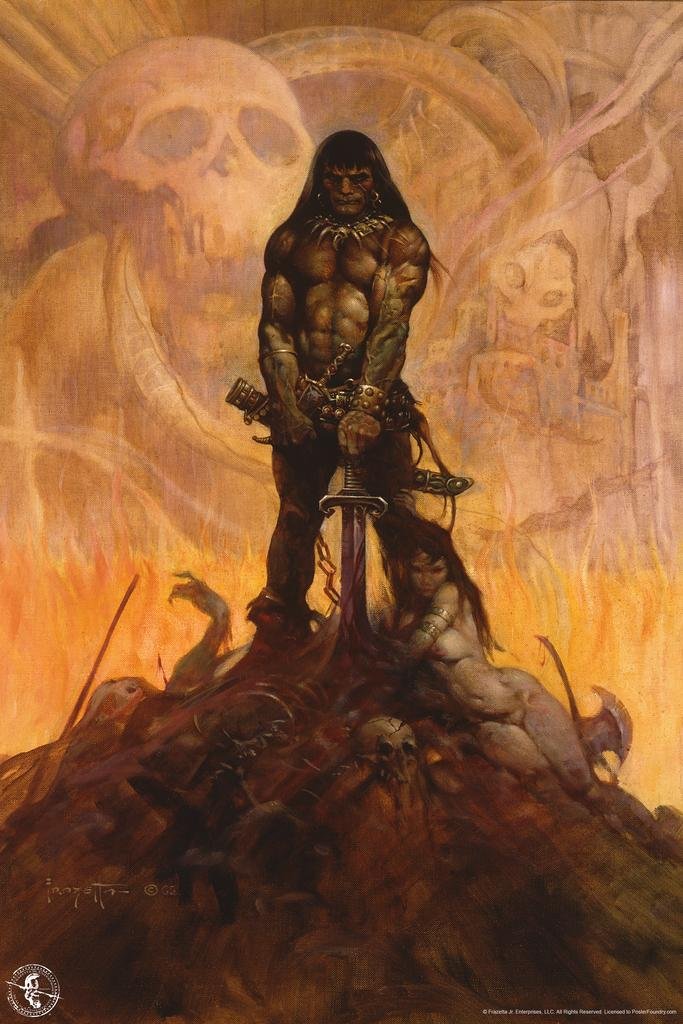 Barbarian by Frank Frazetta Wall Art Gothic Fantasy Decor Frank Frazetta Artwork Scary Art Prints Horror Battle Posters Frazetta Illustration Death Nude War Thick Paper Sign Print Picture 8x12