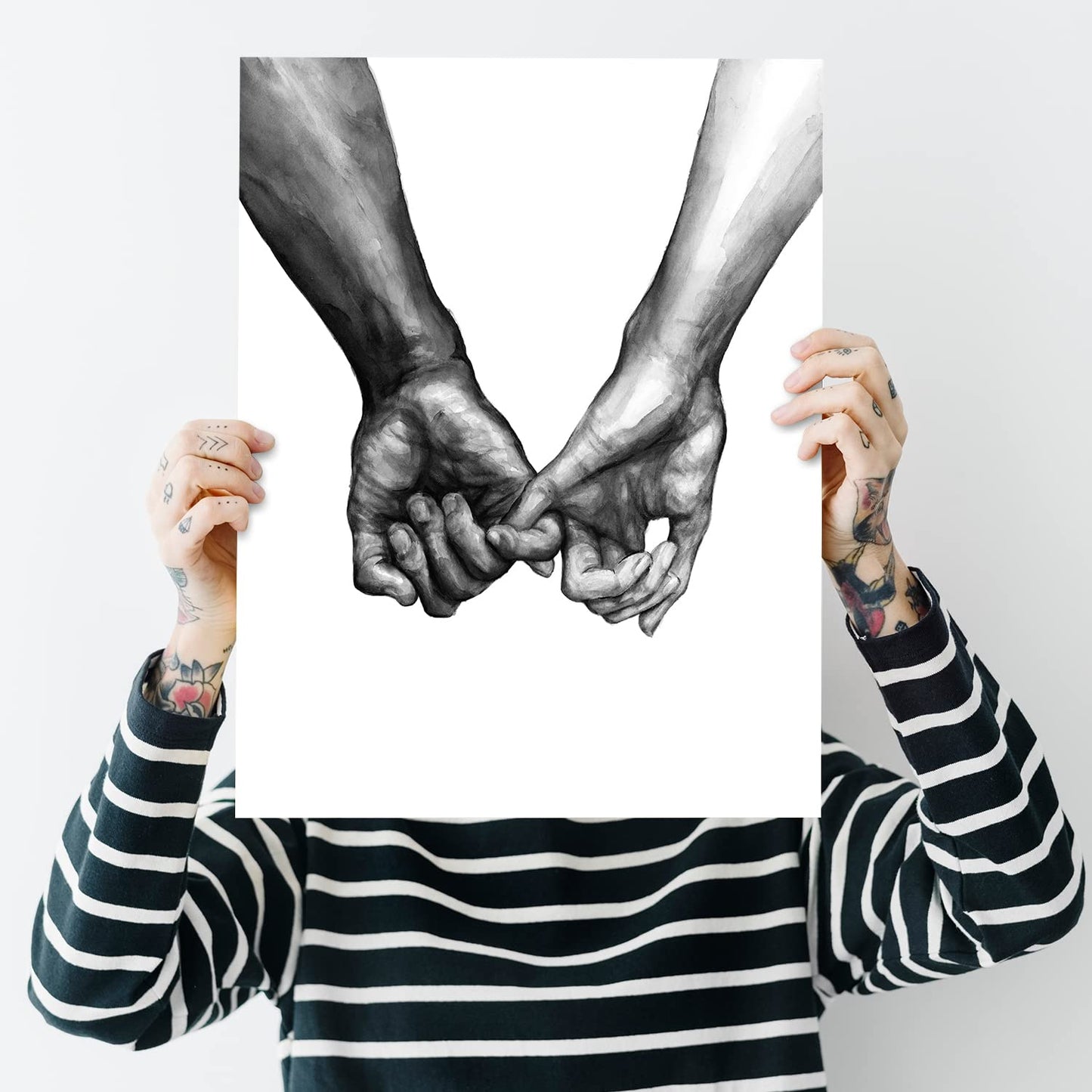 Bedroom Wall Decor Holding Hands Black and White Wall Art for Living Room Decor Love Artwork Poster Prints Cuadros De Pared De Sala Wall Pictures for Bedroom Wall Decor Set of 3 (12x16 in UNFRAMED,