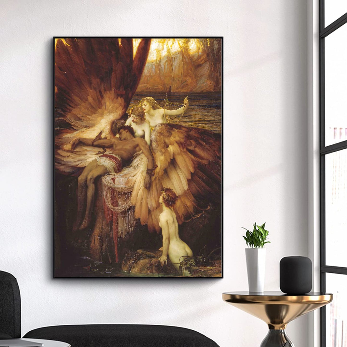 ZZPT Herbert James Draper Poster - The Lament for Icarus Art Print - Classical Paintings on Canvas Vintage Wall Decor for Bedroom Living Room Unframed (8X10in/20x25cm)