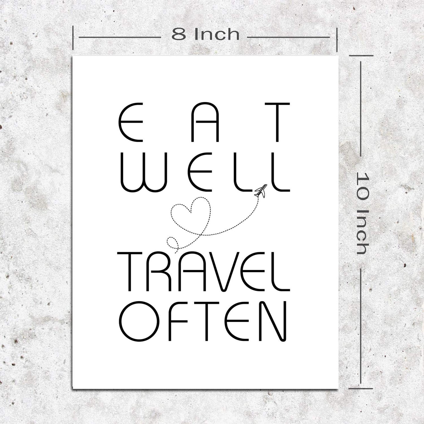 Eat Well and Travel Often Inspirational Print Home Decor Typography Poster Travel Adventure Wall Art Decor Travel Poster Wall Art 8x10inch no frame