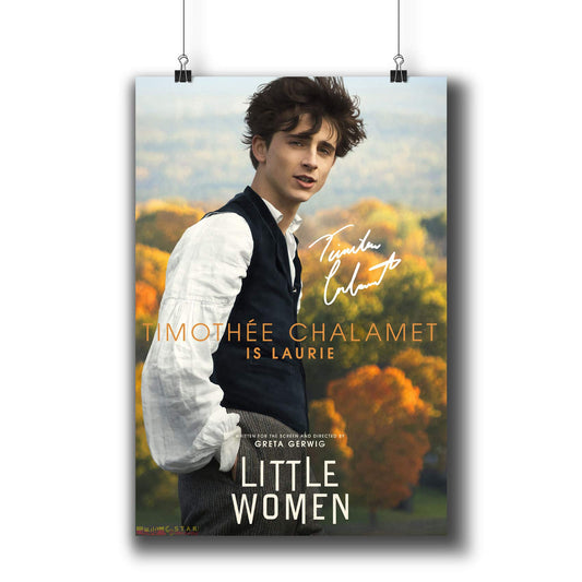 Pentagonwork Little Women Movie Poster Casts Signed Reprint 11.7x16.5 A3 Prints w/Stickers 2019 Film, Timothee Chalamet Theodore Laurence Autographed, 1237-006
