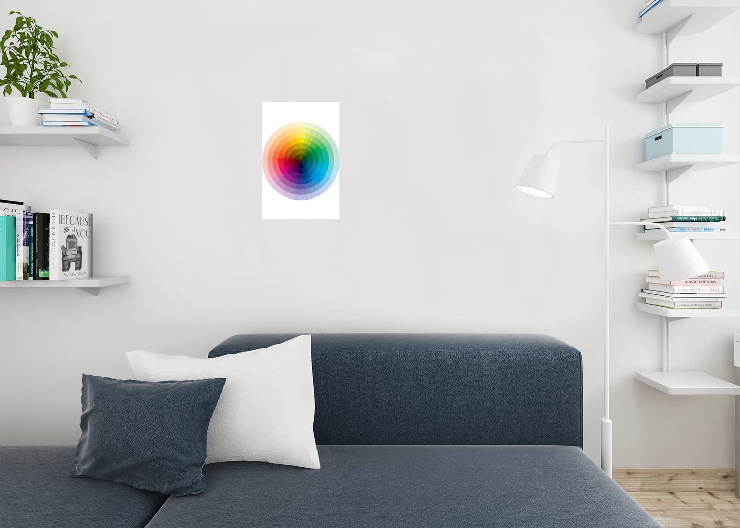 Full Spectrum Color Wheel Circle Chart Poster Graduation from Black to White to Rainbow Colors Diagram Educational Reference Cool Wall Decor Art Print Poster 12x18