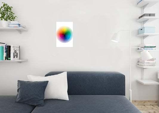 Full Spectrum Color Wheel Circle Chart Poster Graduation from Black to White to Rainbow Colors Diagram Educational Reference Cool Wall Decor Art Print Poster 12x18